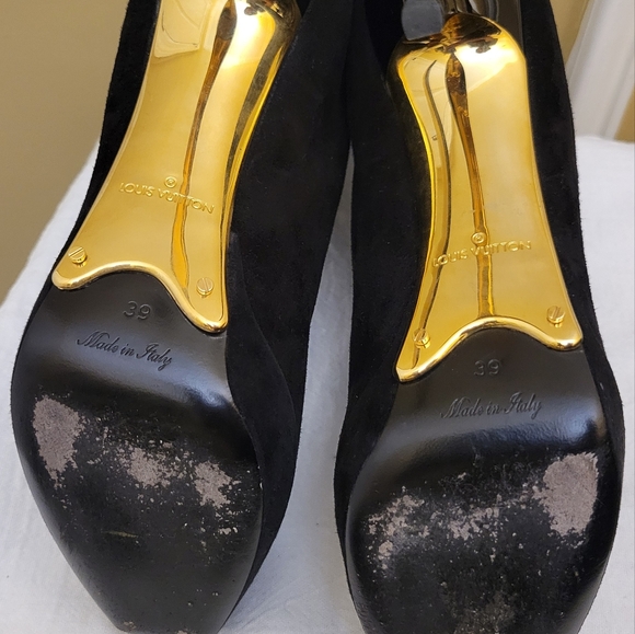 Louis Vuitton Black Suede Open Toe Ankle Booties Size 39/ US 8 - Picture 8 of 13